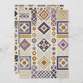 Druckbare Lila- und Golddruckgeometrie Einladung