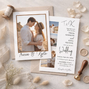 Druckbare minimalistische Vier-Foto-Hochzeit Einladung