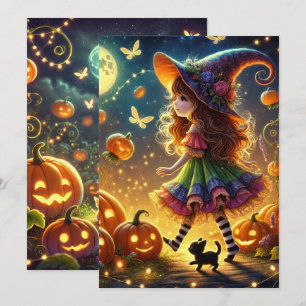 druckbare Niedliche Whimsical Hexenkürme Halloween Einladung