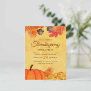 Druckbare Orange Kürbis Thanksgiving-Dinnerparty Einladung