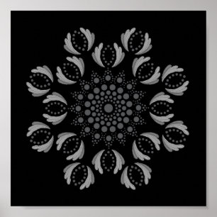 Druckbare Punktier-Vorlage für Mandala-Plakat Poster