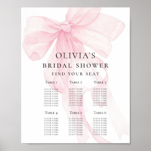 Druckbare rosa Bogen Brautparty Sitzordnung Poster