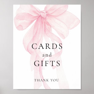 Druckbare rosa Schleifenkarten Geschenke Schild Ju