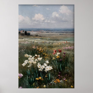 Druckbare Tulpen-Narzissen-Wandkunst, Antik Poster