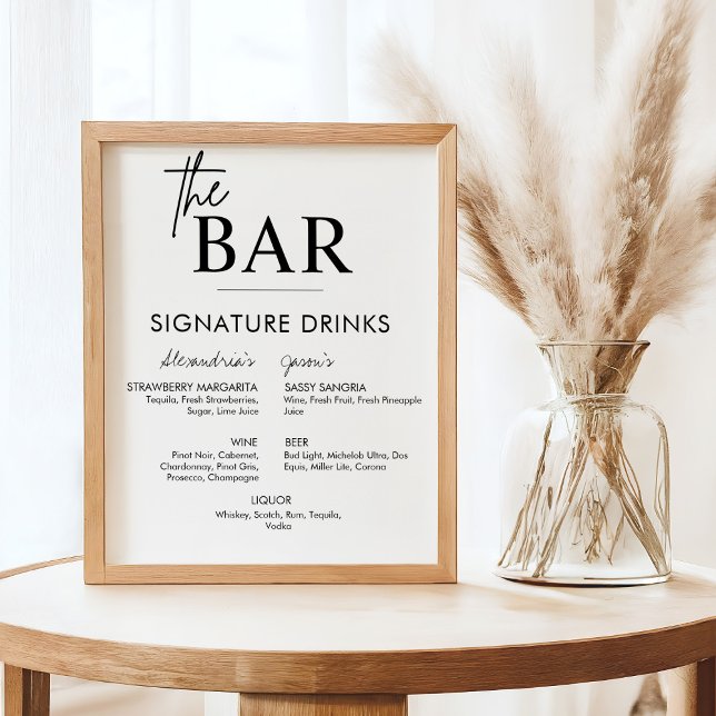 druckbare Unterschrift für das Signature Drinks Ba Poster (Custom wedding bar sign, signature drinks sign)