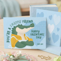 Druckbare Valentinstagskarten für Kinder Alligator