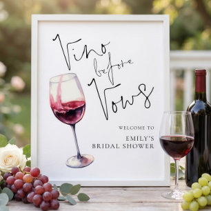 Druckbare Vino Before Vows Willkommens-Brautjungge Poster