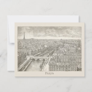 Druckbare Vintage-Ansicht von Paris Frankreich Eif Feiertagskarte