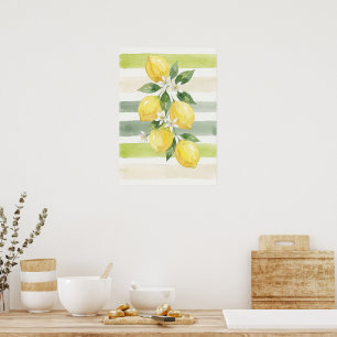 Druckbare Wandkunst Zitrone Aquarell Botanisch Poster