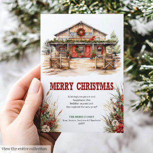 Druckbare Weihnachtsgrußkarte im Wildwest-Stil Feiertagskarte