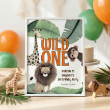 Druckbare Wild One Safari Begrüßung 1. Geburtstag