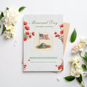 Druckbarer Memorial Day mit militärhelm Mitteilungskarte