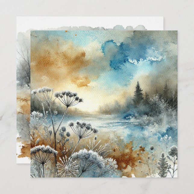 Druckbares Autumnal Watercolor Morning Scrapbook Einladung (Vorne/Hinten)