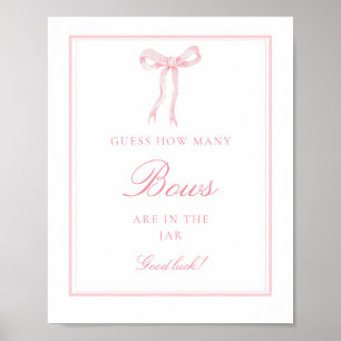Druckbares Coquette Rosa Errate wie viele Schleife Poster