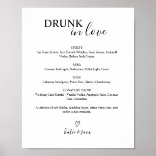 Druckbares 'Drunk In Love' Hochzeitsbar-Schild Men Poster