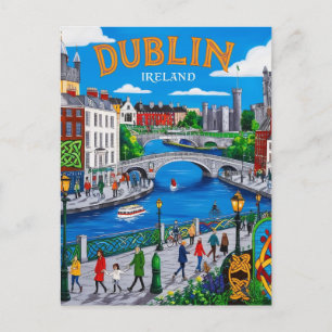Druckbares Dublin Irland Reise Kunst Vintage Postkarte