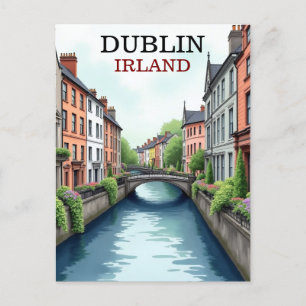 Druckbares Dublin Irland Reise Kunst Vintage Postkarte