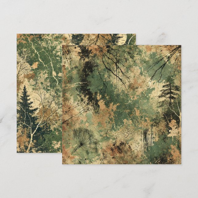 Druckbares Fallen Forest bedrückt Tinte Scrapbook Einladung (Vorne/Hinten)
