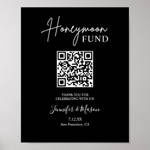 Druckbares Hochzeitsreise-Fonds-Schild QR-Code Sch Poster