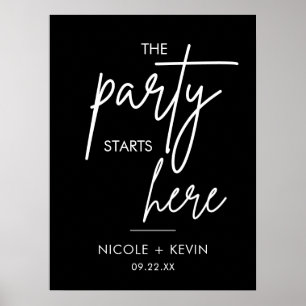 Druckbares Hochzeitsschild Party beginnt hier Mode Poster