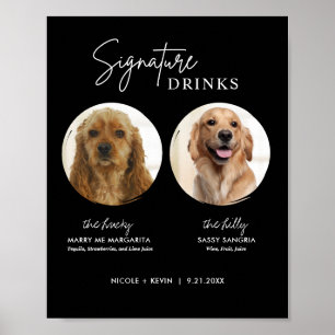 Druckbares Hundesignaturgetränk Hochzeitsbar-Schil Poster