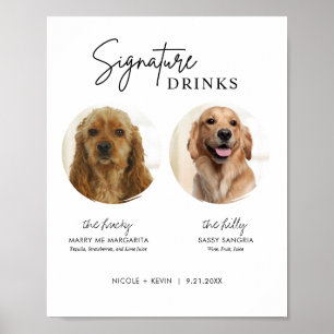Druckbares Hundesignaturgetränk Hochzeitsbar-Schil Poster
