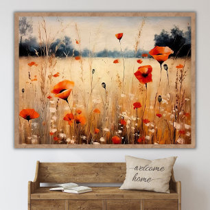 Druckbares Landschaftsbild eines Wildblumenfeldes Poster