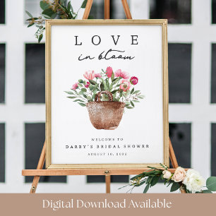 Druckbares Love in Bloom Hochzeitsdusche Willkomme Poster