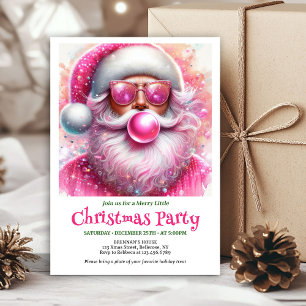 Druckbares Rosa Santa Bubble Gum Lustiges Weihnach Einladung