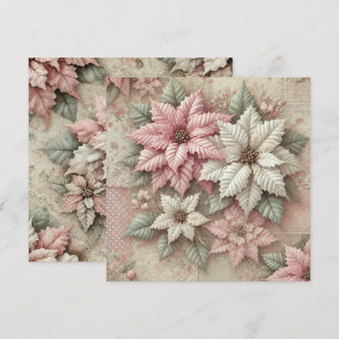 Druckbares Shabby Chic Fabric Poinsettia Scrapbook Einladung