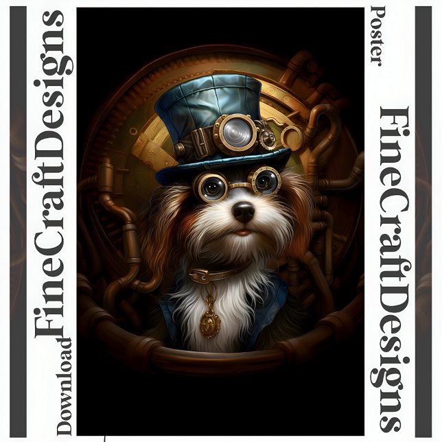 Druckbares Steampunk Dog Hat Goggles Imitate Ink 0 Poster (Von Creator hochgeladen)