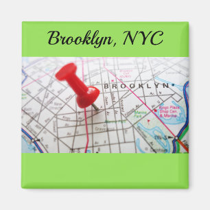 Druckbolzen-Karte Brooklyns New York Magnet