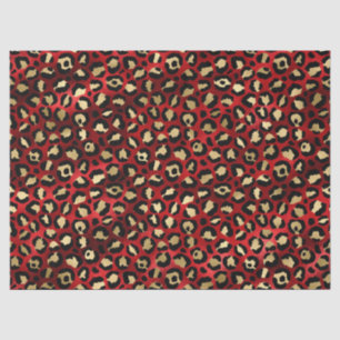 Druckdekus aus Rot- und Goldleopard Seidenpapier