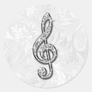 Druckdiamant-Musik-Anmerkungs-Blumendamast Runder Aufkleber