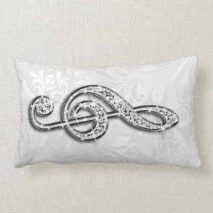 Druckdiamant-Musiknote-Blumendamast Lendenkissen