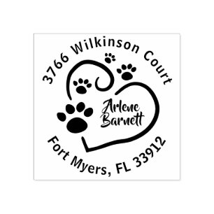 Drucke auf die Herz-Runde-Rücksendeadresse Gummistempel