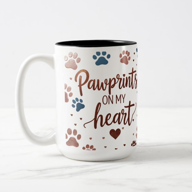 Drucke auf "Mein Herz" - Multicolor Paw Print Zweifarbige Tasse (Links)