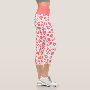 Drucke aus niedlichen Korallen und Weißherz Capri Leggings