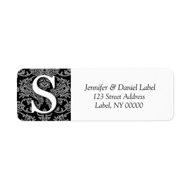 Drucke Damask Monogram S Address Labels (Vorne)