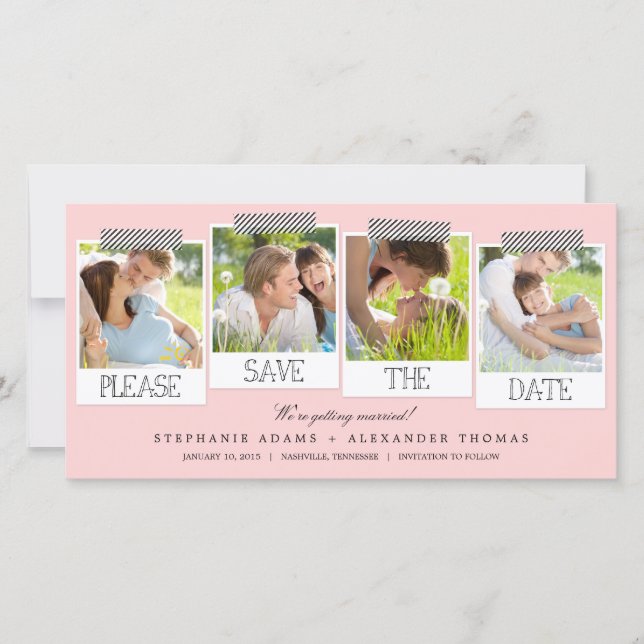 Drucke Save the Date Foto Cards - Rosa (Vorderseite)