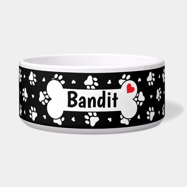 Drucke und Muster für schwarze und weiße Hunde Napf (Vorderseite)
