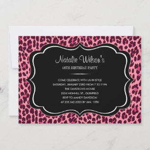 Druckeinladungen aus rosa Leopard Einladung