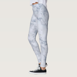 Drucken aus weißem und grauem Marmor Leggings