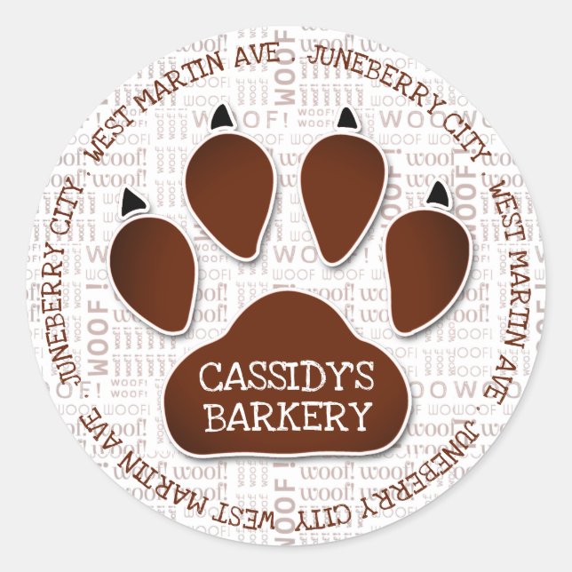 Drucken in Braun mit Firmennamen und Kunstwerk Runder Aufkleber (Vorderseite)