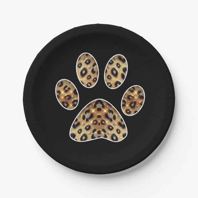 Drucken mit schwarzem Leopard-Sparkon Pappteller (Vorderseite)