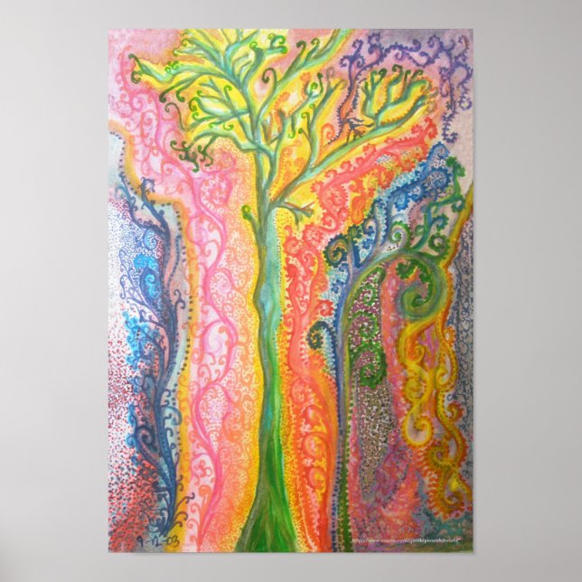 Drucken oder Poster mit psychedelischem Baumdesign (Vorne)