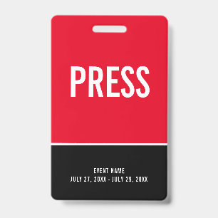 Drücken Sie das Abzeichen All Access Pass Red Blac Ausweis