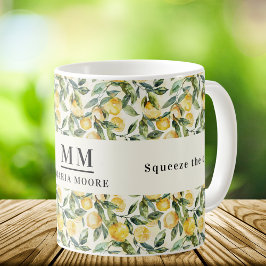 Drücken Sie die Tageslemonen-Monogramm Kaffeetasse