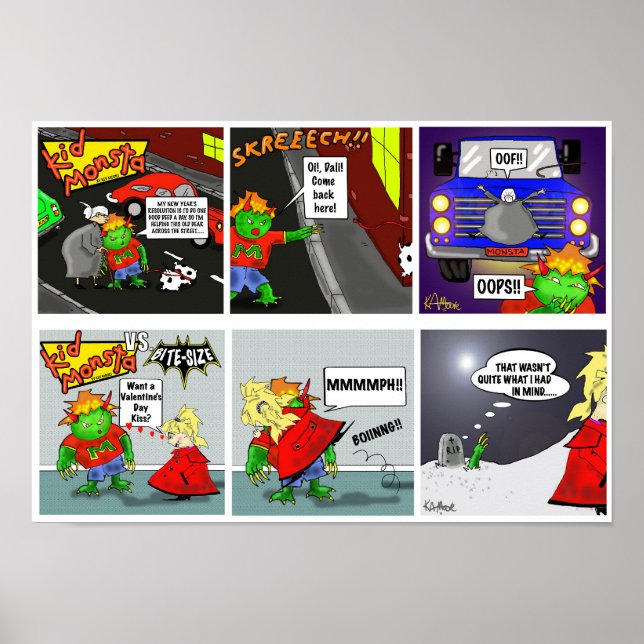 Drucken Sie "Kidmonsta Double" - von Kev Moore Poster (Vorne)