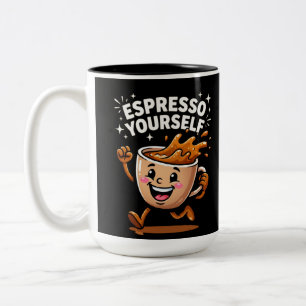 Drücken Sie sich selbst lustig aus Kaffee-Witz Hüb Zweifarbige Tasse